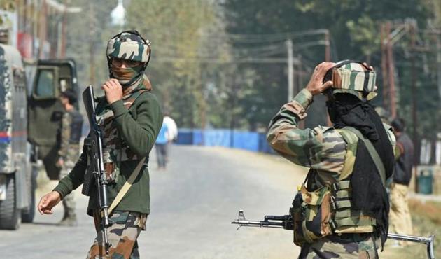 Two militants were killed and three soldiers injured in a gunfight on Wednesday in Jammu and Kashmir’s Badgam district, police said.(HT File Photo) Two militants were killed and three soldiers injured in a gunfight on Wednesday in Jammu and Kashmir’s Badgam district, police said.(HT File Photo)
