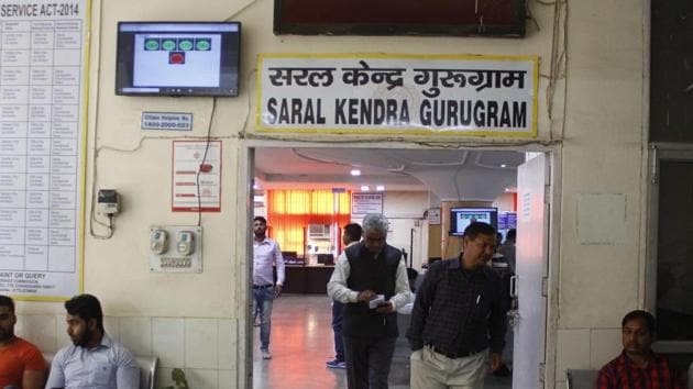The Saral service delivery centre at the Mini Secretariat in Gurugram.(Yogendra Kumar/HT PHOTO)