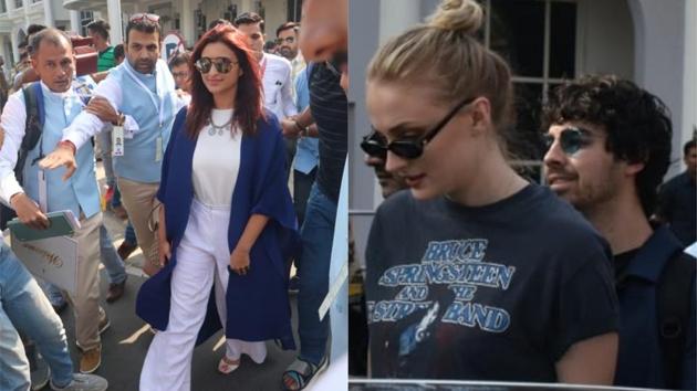 Parineeti Chopra, Sophie Turner and Joe Jonas were spotted at the Jodhpur airport.