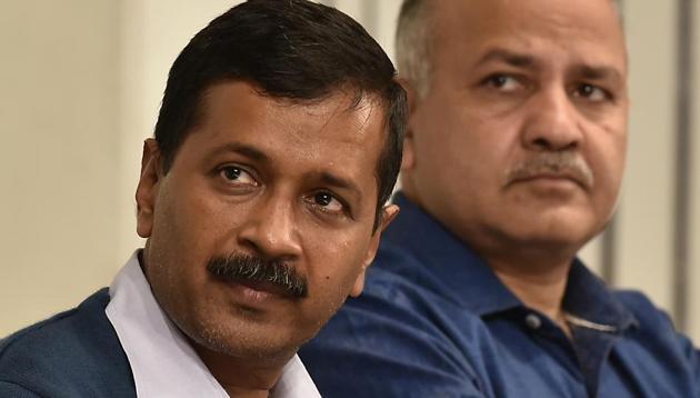 Delhi Chief Minister Arvind Kejriwal (seen in this file photo with deputy CM Manish Sisodia) has suspended the food and civil supplies commissioner Mohanjeet Singh over alleged irregularities in the ration distribution system.(Raj K Raj/HT File)