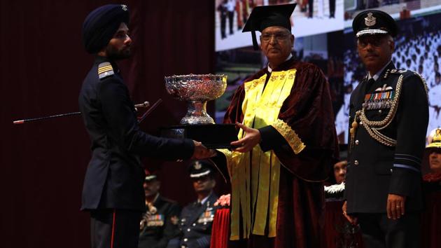 48 cadets in the science stream, 146 cadets in the computer science stream and 59 cadets in the arts stream during the ceremony. Eight cadets from friendly foreign countries were awarded degrees during the programme.  (RAHUL RAUT/HT PHOTO) 
