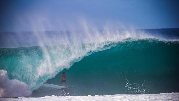 Barron Mamiya of Hawaii gets inside the legendary Pipeline wave during the first great winter day of surfing in Haleiwa on the Hawaiian North Shore. (Brian Bielmann / AFP) Barron Mamiya of Hawaii gets inside the legendary Pipeline wave during the first great winter day of surfing in Haleiwa on the Hawaiian North Shore. (Brian Bielmann / AFP)