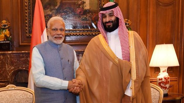 “We discussed multiple aspects of India-Saudi Arabia relations and ways to further boost economic, cultural and energy ties,” the Prime Minister Narendra Modi wrote on Twitter.(Narendra Modi/Twitter)