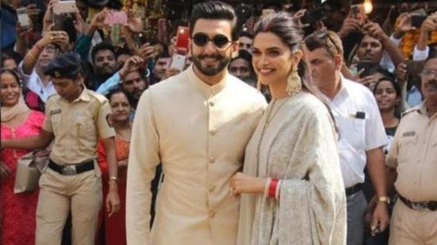 Ranveer Singh and Deepika Padukone visited the Siddhivinayak Temple in Mumbai on Friday with their families.(Viral Bhayani)