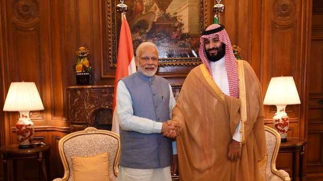 During the meeting, the PM, Modi and the Saudi prince discussed ways to further boost economic, cultural and energy ties(Narendra Modi/Twitter Photo) During the meeting, the PM, Modi and the Saudi prince discussed ways to further boost economic, cultural and energy ties(Narendra Modi/Twitter Photo)