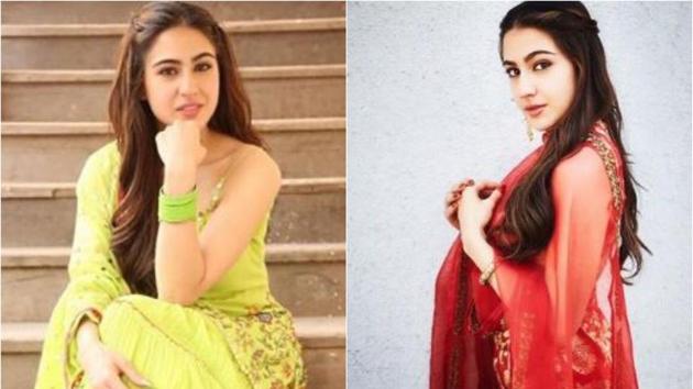 Sara Ali Khan sports vibrant colours in sharara fashion, that’s making a comeback in Bollywood and the fashion industry(@tanghavri / Instagram)