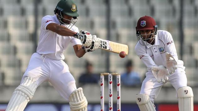 Bangladesh's Shadman Islam (L) plays a shot as West Indies's wicketkeeper Shane Dowrich watches. (AFP) Bangladesh's Shadman Islam (L) plays a shot as West Indies's wicketkeeper Shane Dowrich watches. (AFP)