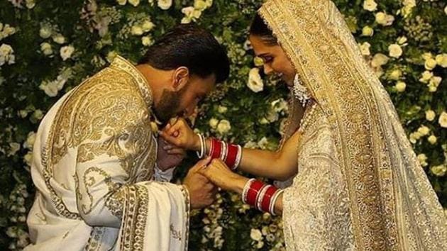 Deepika Padukone and Ranveer Singh at their Mumbai reception.