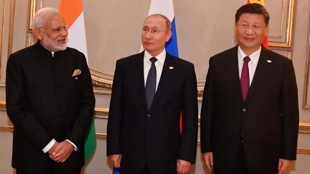 The second trilateral meet among India, Russia and China came after a gap of 12 years, on the sidelines of the G-20 summit to discuss cooperation in various areas.(Twitter/MEA)