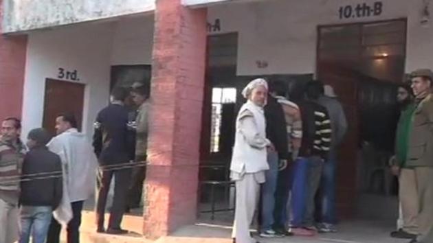 Voting began on Saturday for the sixth phase of panchayat polls across Jammu and Kashmir amid tight security.(ANI/Twitter)