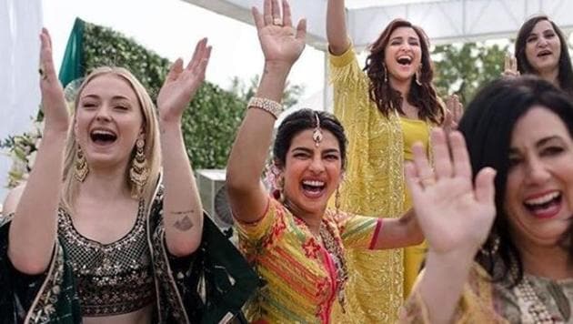 Parineeti Chopra with Priyanka Chopra at the actor’s mehendi ceremony.