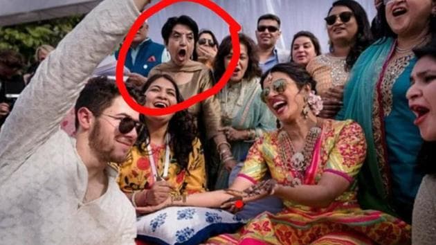 The ‘golden aunty’ has become one of the highlights of the Priyanka Chopra-Nick Jonas wedding.