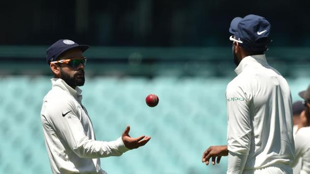 India's captain Virat Kohli (L) throws the ball to Lokesh Rahul (C) whilst fielding on the fourth day of the tour match against Cricket Australia XI at the SCG in Sydney. (AFP) India's captain Virat Kohli (L) throws the ball to Lokesh Rahul (C) whilst fielding on the fourth day of the tour match against Cricket Australia XI at the SCG in Sydney. (AFP)