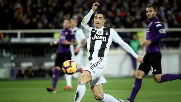 Juventus's striker Cristiano Ronaldo in action in the match against Fiorentina.(AFP)