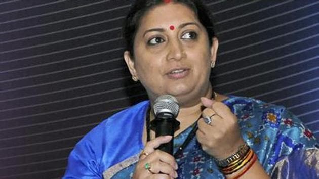 Union minister Smriti Irani hit out at the Congress saying the party which had once questioned the existence of Lord Ram was now talking about Hinduism. (PTI) Union minister Smriti Irani hit out at the Congress saying the party which had once questioned the existence of Lord Ram was now talking about Hinduism. (PTI)