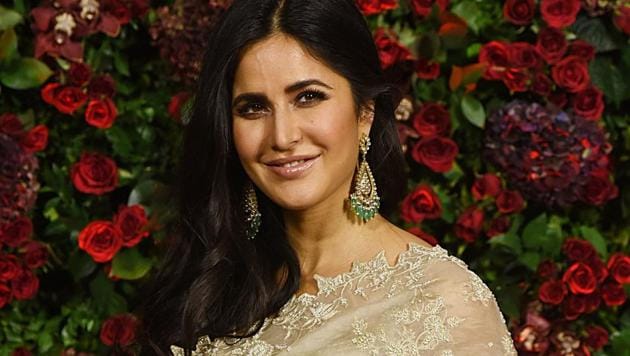 Katrina Kaif poses for a picture during the wedding reception party of actors Ranveer Singh and Deepika Padukone in Mumbai.(AFP)