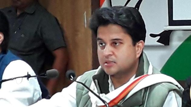 Rajasthan Assembly Election 2018: Congress leader Jyotiraditya Scindia at a press conference in Jaipur on Sunday, December 2, 2018, ahead of the assembly election in Rajasthan. (HT Photo) Rajasthan Assembly Election 2018: Congress leader Jyotiraditya Scindia at a press conference in Jaipur on Sunday, December 2, 2018, ahead of the assembly election in Rajasthan. (HT Photo)