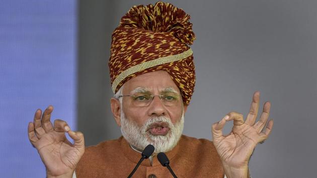 Referring to Rahul Gandhi’s remarks on understanding of Hinduism made in Udaipur on Saturday, Prime Minister Narendra Modi, while addressing a public meeting at Jodhpur in Rajasthan, said that the state isn’t going to vote whether Modi knows about Hinduism or not. Instead, he said, the state will vote on the topic of electricity, water, development. (PTI) Referring to Rahul Gandhi’s remarks on understanding of Hinduism made in Udaipur on Saturday, Prime Minister Narendra Modi, while addressing a public meeting at Jodhpur in Rajasthan, said that the state isn’t going to vote whether Modi knows about Hinduism or not. Instead, he said, the state will vote on the topic of electricity, water, development. (PTI)