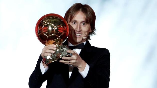 Luka Modric with the Ballon d'Or award.(REUTERS) Luka Modric with the Ballon d'Or award.(REUTERS)