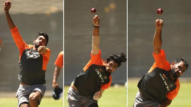 Jasprit Bumrah, Ishant Sharma and Mohammed Shami train in Adelaide. (BCCI/Twitter) Jasprit Bumrah, Ishant Sharma and Mohammed Shami train in Adelaide. (BCCI/Twitter)