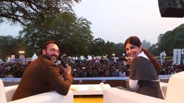 RJ Addy in conversation with Bollywood actor Shilpa Shetty during last year’s Palate Fest.(PRABHAS ROY/HT PHOTO)