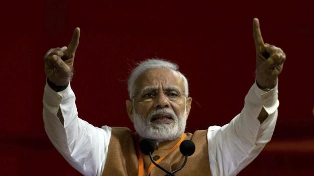 Prime Minister Narendra Modi invoked the Kartarpur corridor to hit out at the Congress party during an election rally at Hanumangarh in Rajasthan. Modi said that in 1947, the party was in such hurry to take charge of India that it did not keep in mind the sentiments of the Sikh community and thus made the huge mistake of letting Kartarpur Sahib Gurdwara go to Pakistan. (Mahesh Kumar A. / AP File) Prime Minister Narendra Modi invoked the Kartarpur corridor to hit out at the Congress party during an election rally at Hanumangarh in Rajasthan. Modi said that in 1947, the party was in such hurry to take charge of India that it did not keep in mind the sentiments of the Sikh community and thus made the huge mistake of letting Kartarpur Sahib Gurdwara go to Pakistan. (Mahesh Kumar A. / AP File)