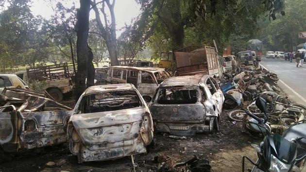 Three people were arrested in connection with violence over an incident of alleged cow slaughter in Uttar Pradesh’s Bulandshahr district that led to the death of two men, including that of a police inspector, officials said on Tuesday. Syana Police have registered a case of murder and rioting against villagers after the violence in Mahav village on Monday. Police have named 28 people from nearby villages and 60 are unidentified. (PTI) Three people were arrested in connection with violence over an incident of alleged cow slaughter in Uttar Pradesh’s Bulandshahr district that led to the death of two men, including that of a police inspector, officials said on Tuesday. Syana Police have registered a case of murder and rioting against villagers after the violence in Mahav village on Monday. Police have named 28 people from nearby villages and 60 are unidentified. (PTI)