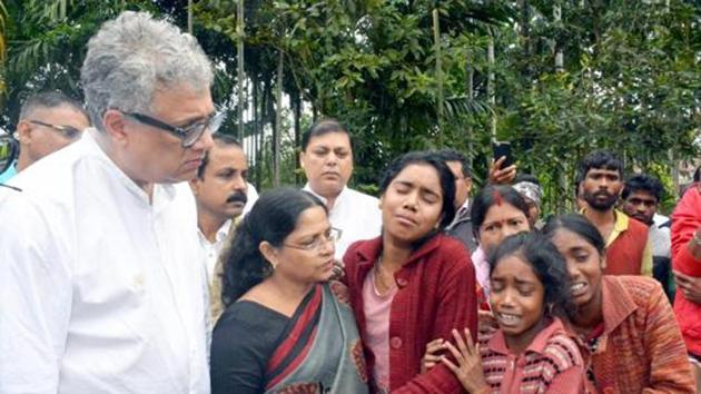 Trinamool Congress leaders MP Derek O'Brien and Mamata Bala Thakur meet the family members of those who were killed by suspected ULFA militants, at Dhola in Tinsukia district of Assam on Nov 4, 2018. (PTI file photo) Trinamool Congress leaders MP Derek O'Brien and Mamata Bala Thakur meet the family members of those who were killed by suspected ULFA militants, at Dhola in Tinsukia district of Assam on Nov 4, 2018. (PTI file photo)