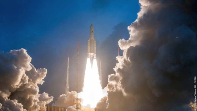 India’s heaviest satellite GSAT 11, weighing 5,854 kg, was successfully launched by the European commercial launch provider Arianespace in the early hours of Wednesday from Kourou space centre, French Guiana.(ISRO Twitter)