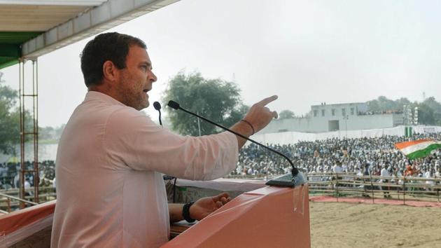 Rahul Gandhi on the last day of campaigning in Telangana said, “After beating PM Modi in Telangana, Rajasthan and other states, we will beat him in the nation. He snatched your money and fed it to the rich. He divided the country. He launched Gabbar Singh Tax (GST - Goods and Services Tax). He took away the power of India. We will take away the power from Narendra Modi.” (PTI File) Rahul Gandhi on the last day of campaigning in Telangana said, “After beating PM Modi in Telangana, Rajasthan and other states, we will beat him in the nation. He snatched your money and fed it to the rich. He divided the country. He launched Gabbar Singh Tax (GST - Goods and Services Tax). He took away the power of India. We will take away the power from Narendra Modi.” (PTI File)