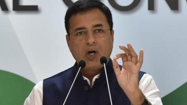 Congress leader Randeep Surjewala alleged that facing “imminent defeat” in state polls, PM Modi and the BJP are seeking to “weave a web of lies” and construct a “mesh of deception to hoodwink” the people of India.(Sonu Mehta/HT File Photo) Congress leader Randeep Surjewala alleged that facing “imminent defeat” in state polls, PM Modi and the BJP are seeking to “weave a web of lies” and construct a “mesh of deception to hoodwink” the people of India.(Sonu Mehta/HT File Photo)