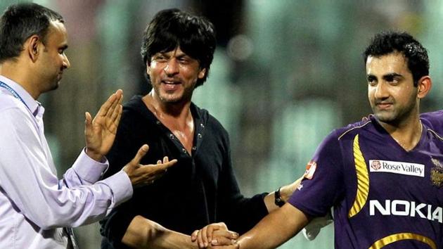 File image of Kolkata Knight Riders owner Shah Rukh Khan (centre) with Gautam Gambhir. File image of Kolkata Knight Riders owner Shah Rukh Khan (centre) with Gautam Gambhir.