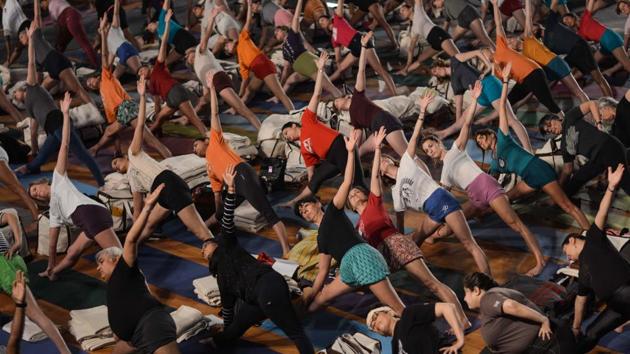 The Iyengars never laid claims on the design of props by Guruji as they felt that yoga is for everyone. Yoga mat or curved bench are some of the yoga props developed by Guruji which was also used by Prime Minister Narendra Modi on the occasion of Yoga day, added Prashant Iyengar (Milind Saurkar/HT Photo) The Iyengars never laid claims on the design of props by Guruji as they felt that yoga is for everyone. Yoga mat or curved bench are some of the yoga props developed by Guruji which was also used by Prime Minister Narendra Modi on the occasion of Yoga day, added Prashant Iyengar (Milind Saurkar/HT Photo)