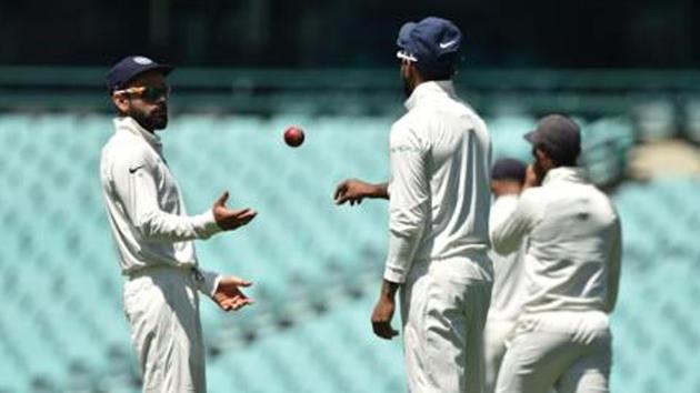 India's captain Virat Kohli (L) throws the ball to Lokesh Rahul (C) whilst fielding on the fourth day of the tour match against Cricket Australia XI at the SCG in Sydney. (AFP) India's captain Virat Kohli (L) throws the ball to Lokesh Rahul (C) whilst fielding on the fourth day of the tour match against Cricket Australia XI at the SCG in Sydney. (AFP)