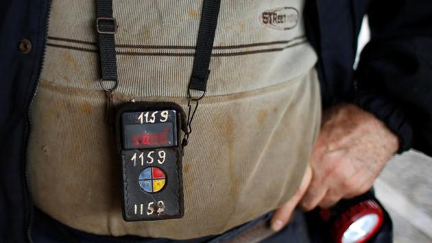 A miner carries a gas detector at the Mindeli mine. The reality is there is no other alternative. July’s accident was caused by a build-up of pressure leading to an explosion. After every serious accident, human rights activists and unions in Georgia renew their calls on authorities and private companies to improve security for miners. (David Mdzinarishvili / REUTERS)
