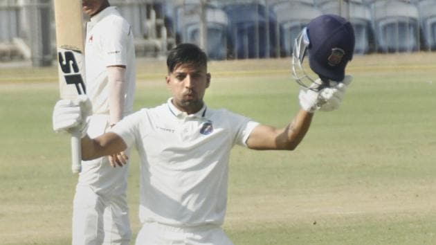 Maharashtra's Swapnil Gugale celebrates after scoring a century against Mumbai during the Ranji Trophy match, in Pune, Thursday, Dec. 6, 2018 (PTI) Maharashtra's Swapnil Gugale celebrates after scoring a century against Mumbai during the Ranji Trophy match, in Pune, Thursday, Dec. 6, 2018 (PTI)