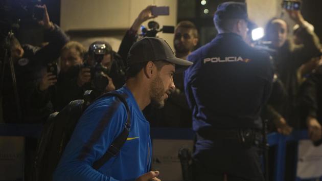Boca Junior's Pablo Perez arrives with his team to their hotel in Madrid.(AP) Boca Junior's Pablo Perez arrives with his team to their hotel in Madrid.(AP)