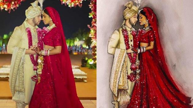 Priyanka Chopra, Nick Jonas wedding illustrations are as beautiful as their  designer outfits. See pics, videos