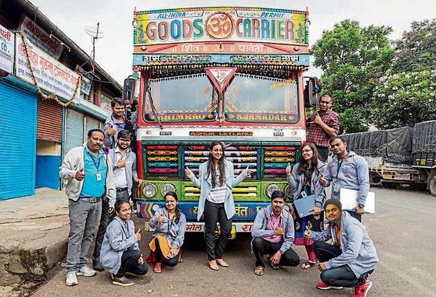 Srishti Lakhotia (centre), founder , Logistics junction with her team members. (HT PHOTO) Srishti Lakhotia (centre), founder , Logistics junction with her team members. (HT PHOTO)