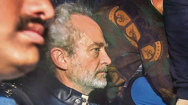 Christian Michel, the alleged middleman in the AgustaWestland chopper deal, in CBI custody.(PTI)