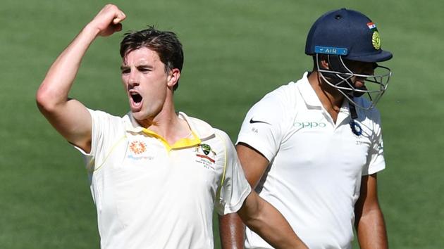 Australia's Pat Cummins reacts after the dismissal of India's Ravichandran Ashwin.(REUTERS) Australia's Pat Cummins reacts after the dismissal of India's Ravichandran Ashwin.(REUTERS)