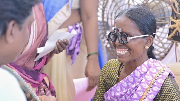A free eye check up is performed by the ONGC for those visiting an exhibition at Shivaji Park in Mumbai, Maharashtra. (Anshuman Poyrekar / HT Photo) A free eye check up is performed by the ONGC for those visiting an exhibition at Shivaji Park in Mumbai, Maharashtra. (Anshuman Poyrekar / HT Photo)
