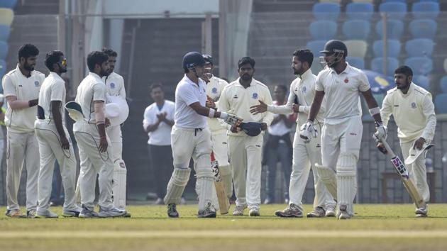 New Delhi: Delhi cricketer Gautam Gambhir greets other team members during the Ranji Trophy group league match between Delhi and Andhra at Feroz Shah Kotla Ground, in New Delhi, Friday, Dec. 7, 2018. Gambhir plays his last match after he announced retirement from all forms of cricket on Tuesday. (PTI Photo/Arun Sharma) (PTI12_7_2018_000065B) (PTI) New Delhi: Delhi cricketer Gautam Gambhir greets other team members during the Ranji Trophy group league match between Delhi and Andhra at Feroz Shah Kotla Ground, in New Delhi, Friday, Dec. 7, 2018. Gambhir plays his last match after he announced retirement from all forms of cricket on Tuesday. (PTI Photo/Arun Sharma) (PTI12_7_2018_000065B) (PTI)