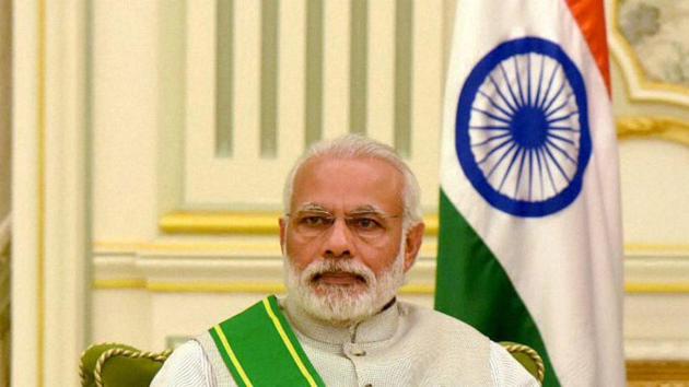 PM Narendra Modi ordained the highest civilian award of Saudi Arabia, The Order of Abdullah, by King of Saudi Arabia Salman bin Abdulaziz Al Saud in Riyadh . (PTI) PM Narendra Modi ordained the highest civilian award of Saudi Arabia, The Order of Abdullah, by King of Saudi Arabia Salman bin Abdulaziz Al Saud in Riyadh . (PTI)