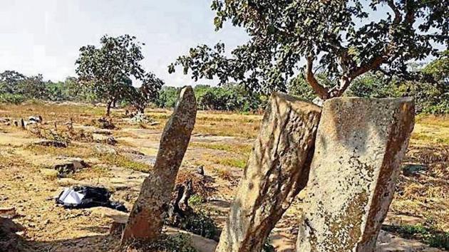 Megalith stones found in Rohtas.(HT Photo)