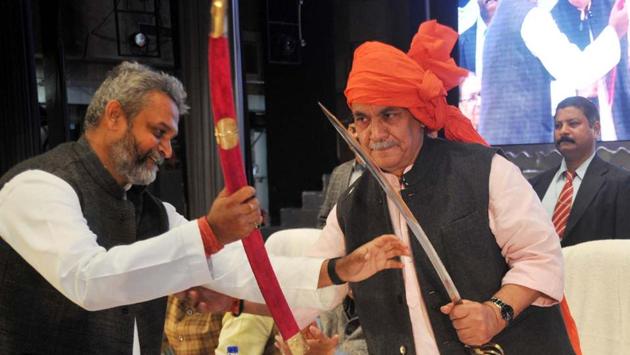 Union minister Manoj Sinha at ‘Ghazipur Samagam’ organised in Lucknow on Sunday(HT Photo)