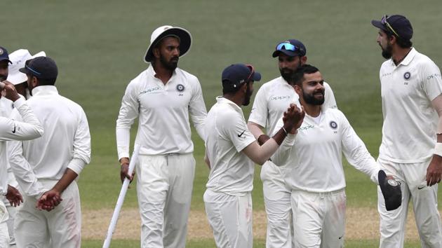 Indian players celebrate after winning the Adelaide Test against Australia. (AP) Indian players celebrate after winning the Adelaide Test against Australia. (AP)