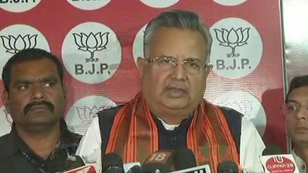 Outgoing Chhattisgarh chief minister Raman Singh took responsibility for the BJP’s poor show in the state assembly elections.(ANI photo)