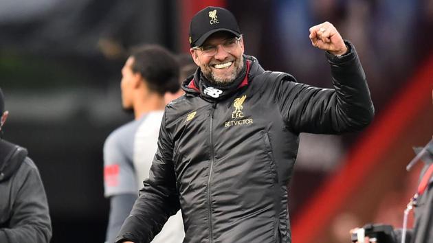 Liverpool's German manager Jurgen Klopp celebrates on the pitch after the English Premier League football match between Bournemouth and Liverpool. (AFP) Liverpool's German manager Jurgen Klopp celebrates on the pitch after the English Premier League football match between Bournemouth and Liverpool. (AFP)