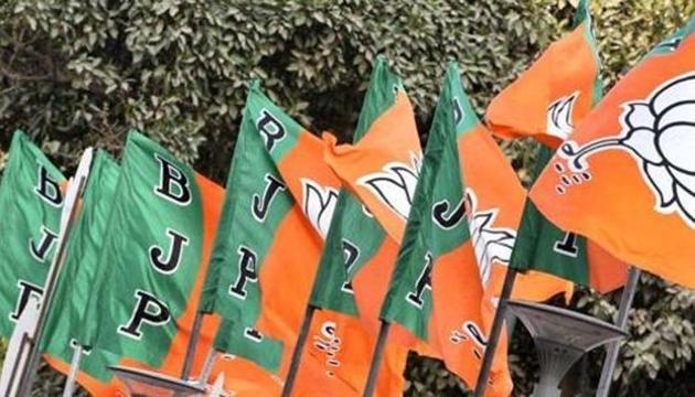 BJP Party Flags at BJP Chief Ministers meeting at party head quarter in New Delhi, India.(Mohd Zakir/HT PHOTO) BJP Party Flags at BJP Chief Ministers meeting at party head quarter in New Delhi, India.(Mohd Zakir/HT PHOTO)